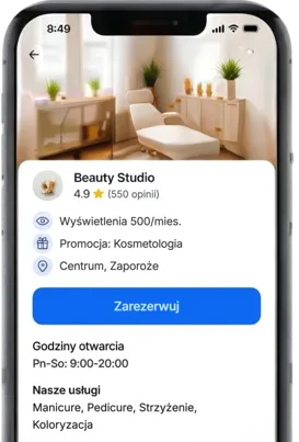 Ekran aplikacji Spaceera z kartą przestrzeni