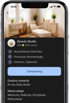 Ekran aplikacji Spaceera z kartą przestrzeni