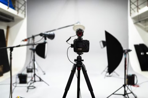 Studio fotograficzne z oświetleniem studyjnym
